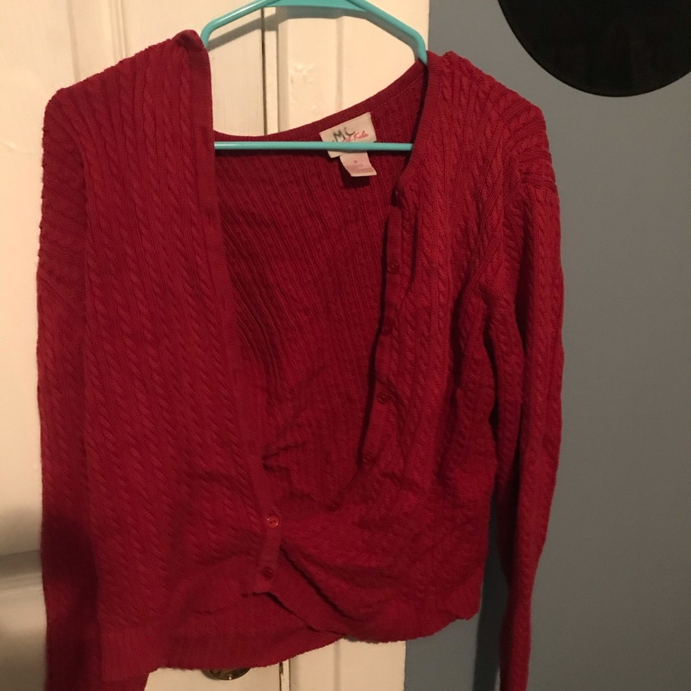 Baggy red hippie cardigan